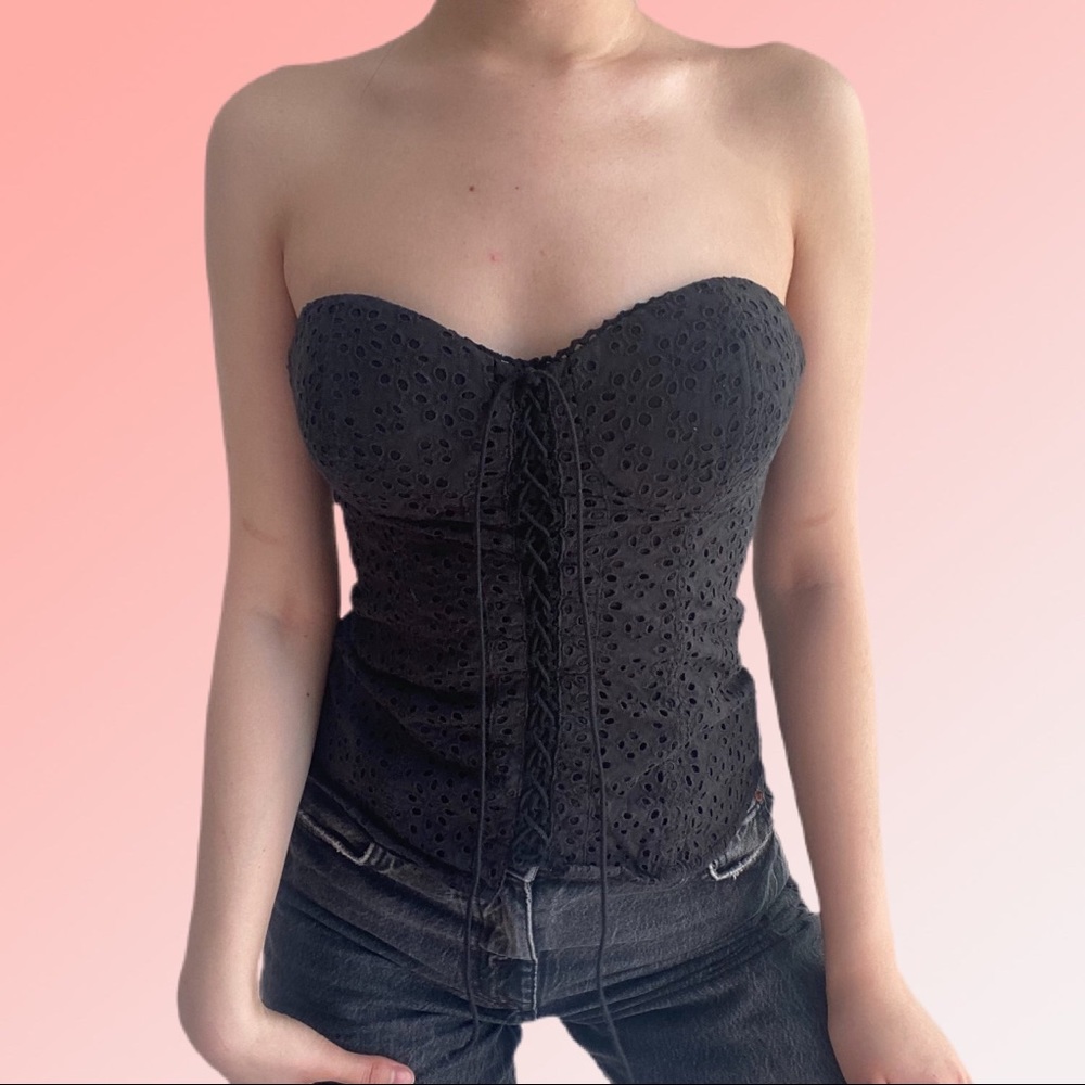 GUESS corset bustier black bandeau top
